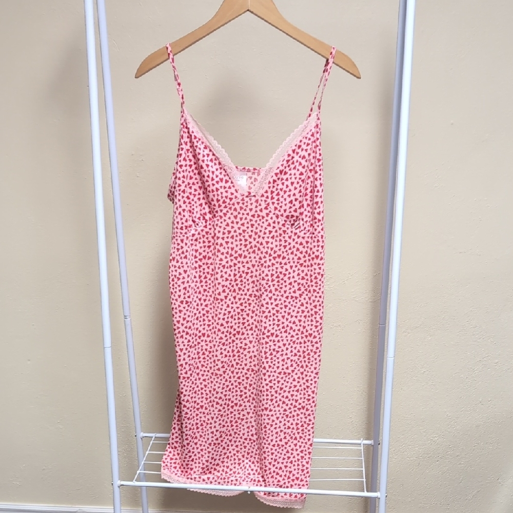 Elegant Pink Floral Slip with Lace Accents